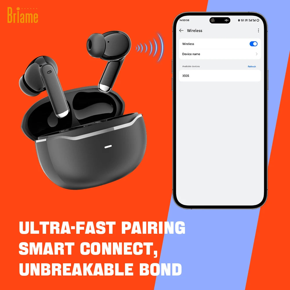 Briame Mini Bluetooth Earphones Wireless In-Ear Headphones with Microphone for Sports And Running Hifi Sound Headset Game Black