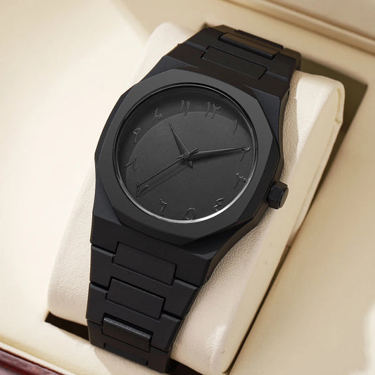 Cross border new hot selling Southeast Asia Middle East Arabic numerals black plastic quartz casual men's watch