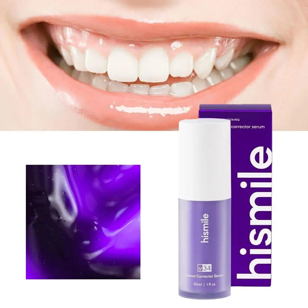 Purple Whitening Toothpaste Deep Cleaning Stain Removal Dentifrice Freshing Breath Oral Care Essentials for Home Daily Life 30ml