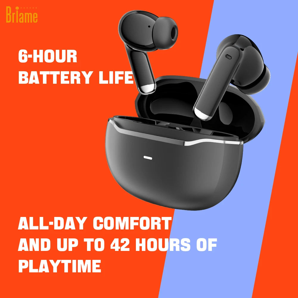 Briame Mini Bluetooth Earphones Wireless In-Ear Headphones with Microphone for Sports And Running Hifi Sound Headset Game Black