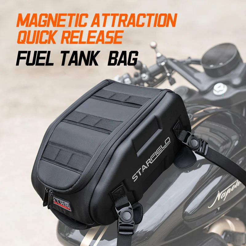 SFK Black Motorcycle Bag Front Oil Tank Bag Multifunctional Back Seat Tail Pack Riding Gears Package With Waterproof Rain Cover