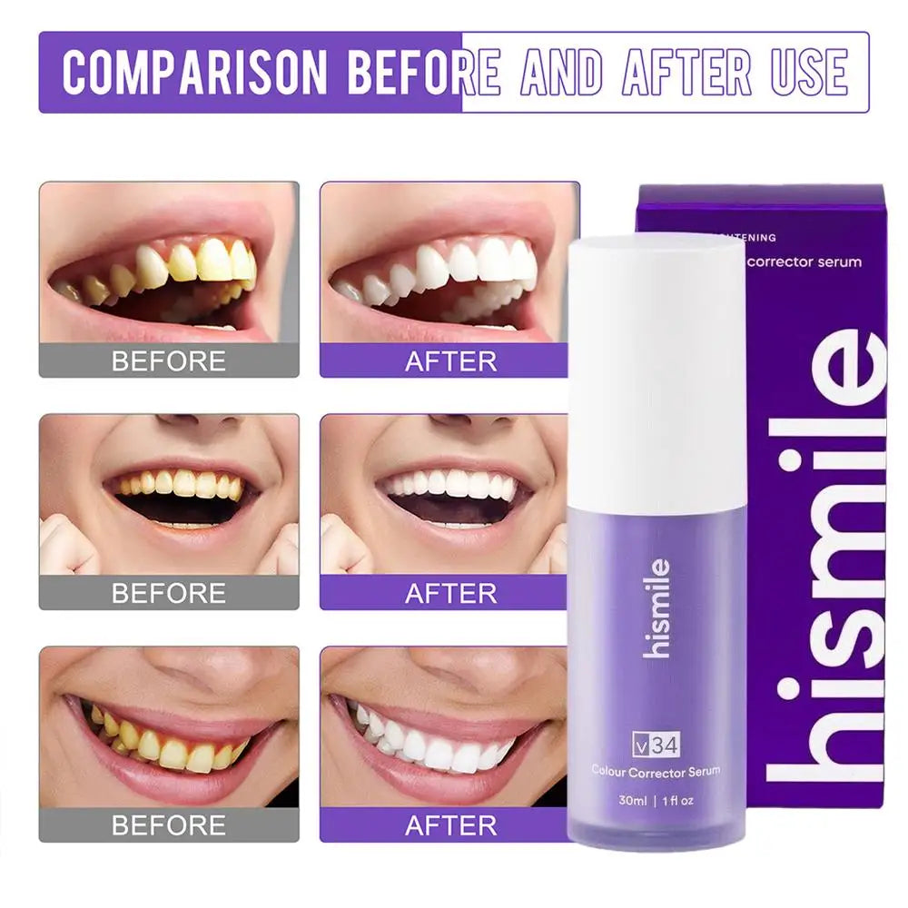 Purple Whitening Toothpaste Deep Cleaning Stain Removal Dentifrice Freshing Breath Oral Care Essentials for Home Daily Life 30ml