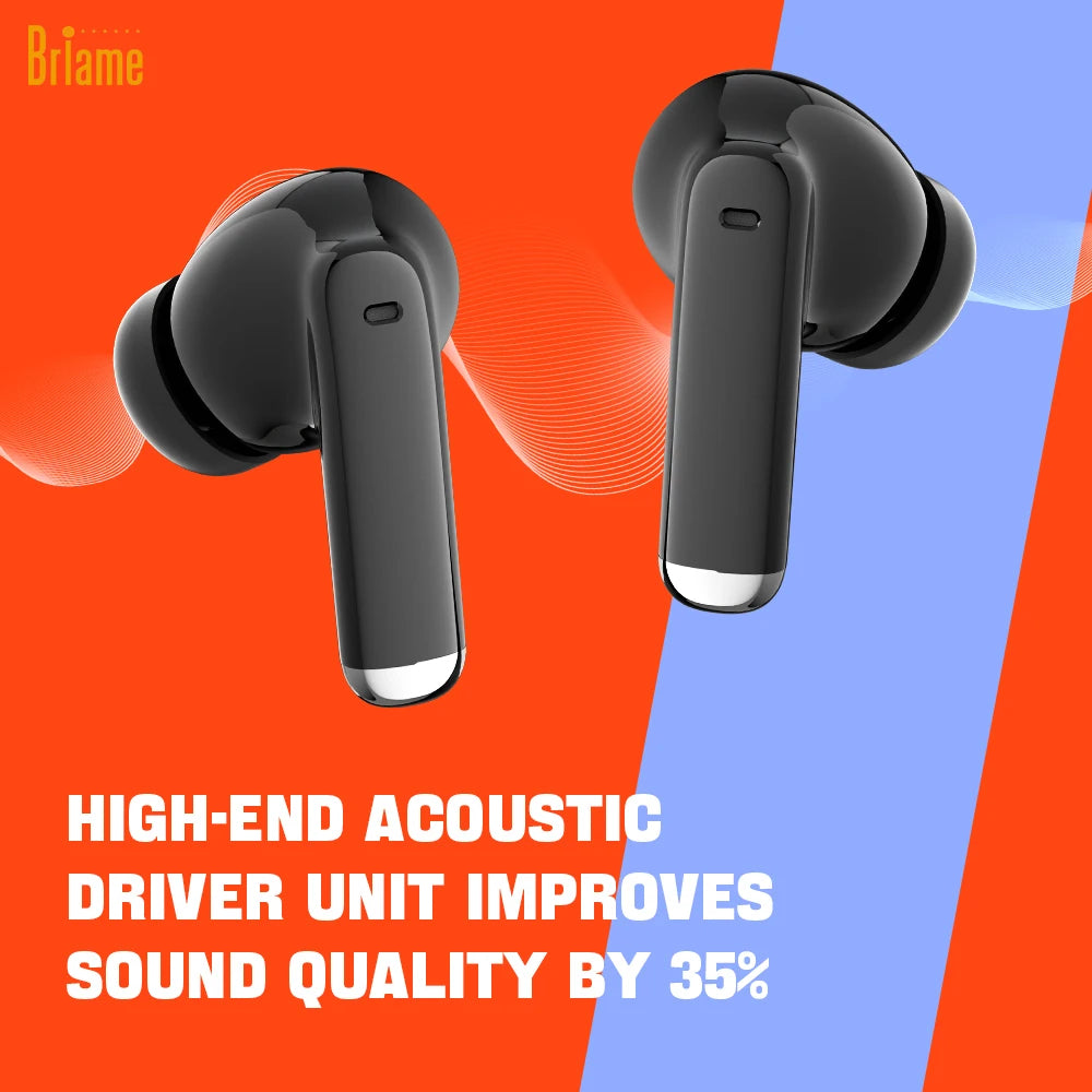 Briame Mini Bluetooth Earphones Wireless In-Ear Headphones with Microphone for Sports And Running Hifi Sound Headset Game Black
