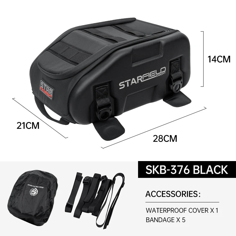 SFK Black Motorcycle Bag Front Oil Tank Bag Multifunctional Back Seat Tail Pack Riding Gears Package With Waterproof Rain Cover